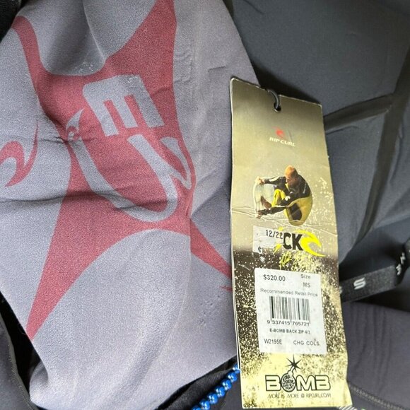 New Ripcurl Wetsuit Medium Short Adults E Bomb Back Zip 4/3 Black Swim Suit - Picture 10 of 14